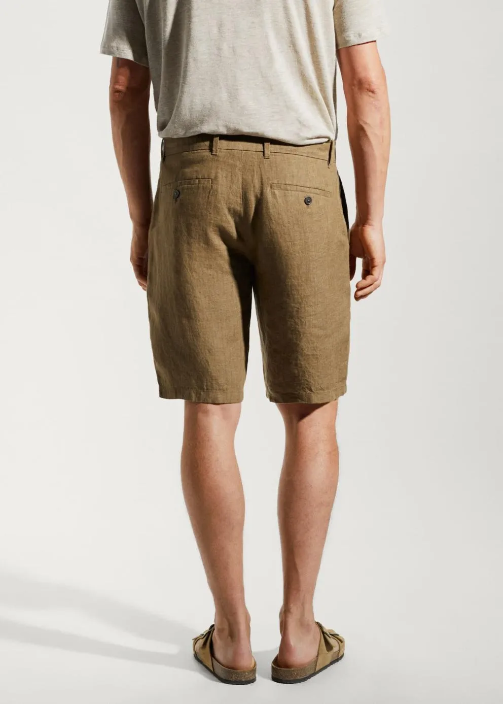 Pantalons | Homme MANGO Bermuda 100 % Lin Tabac